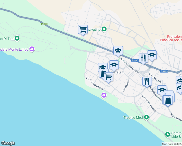 map of restaurants, bars, coffee shops, grocery stores, and more near 2 Via Portoferrara in Gela