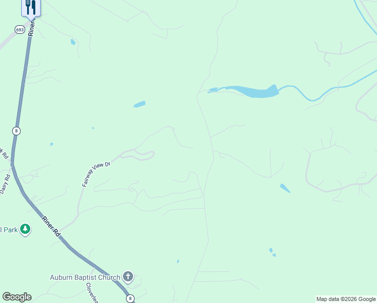 map of restaurants, bars, coffee shops, grocery stores, and more near 3837 Fairway View Drive in Riner