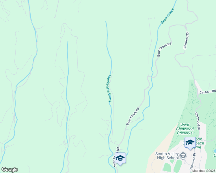 map of restaurants, bars, coffee shops, grocery stores, and more near 2340-2398 McKenzie Creek Road in Scotts Valley