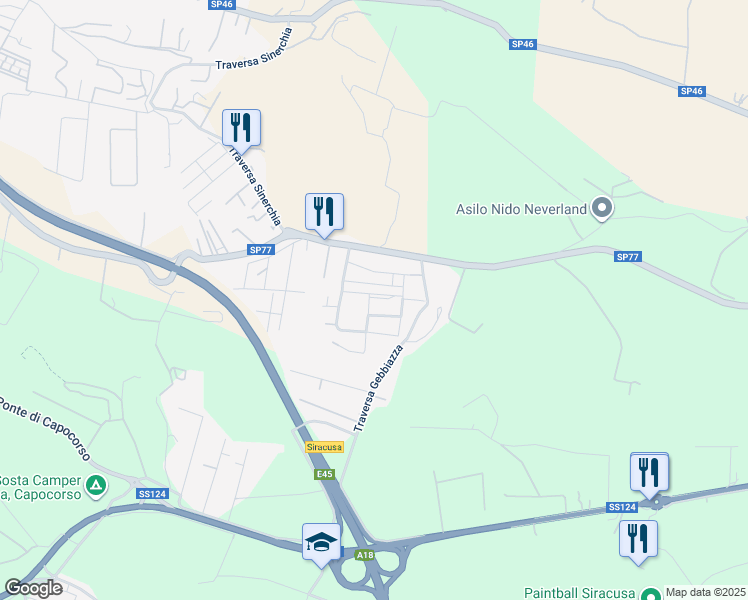 map of restaurants, bars, coffee shops, grocery stores, and more near 1 Via Ulisse in Libero consorzio comunale di Siracusa