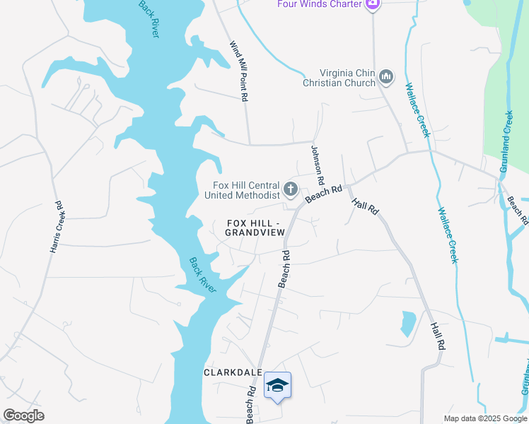 map of restaurants, bars, coffee shops, grocery stores, and more near 7 Church Lane in Hampton