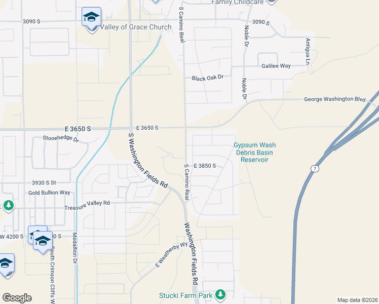 map of restaurants, bars, coffee shops, grocery stores, and more near 3780 South 890 East in Washington