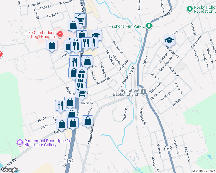 map of restaurants, bars, coffee shops, grocery stores, and more near 101 Harvey Street in Somerset