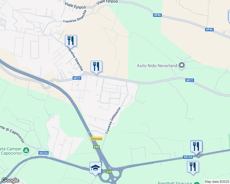 map of restaurants, bars, coffee shops, grocery stores, and more near 1 Via Ulisse in Libero consorzio comunale di Siracusa