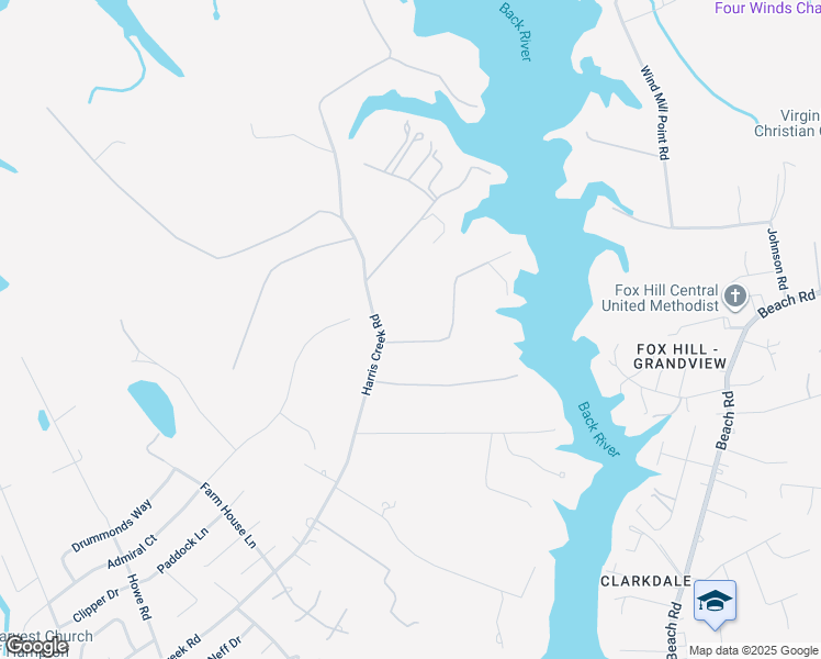 map of restaurants, bars, coffee shops, grocery stores, and more near 276 Harris Creek Road in Hampton