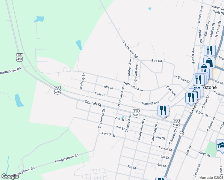 map of restaurants, bars, coffee shops, grocery stores, and more near 709 Luke Street in Blackstone