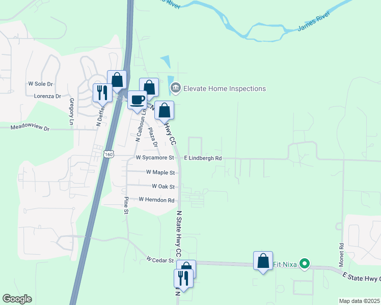 map of restaurants, bars, coffee shops, grocery stores, and more near 1806 Cedarcrest Avenue in Nixa