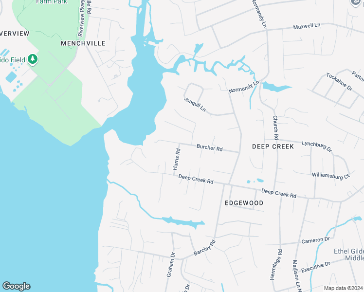 map of restaurants, bars, coffee shops, grocery stores, and more near 2 Harris Road in Newport News