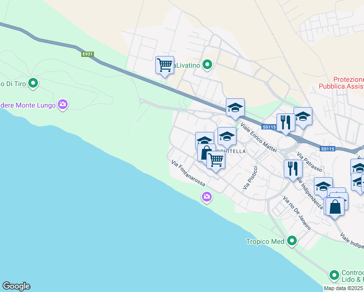 map of restaurants, bars, coffee shops, grocery stores, and more near 2 Via Portoferrara in Gela