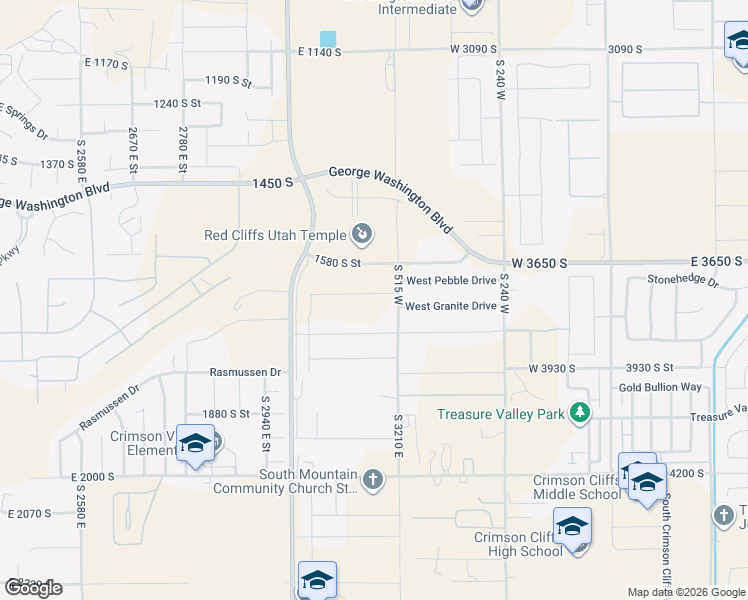 map of restaurants, bars, coffee shops, grocery stores, and more near 10 North in St. George