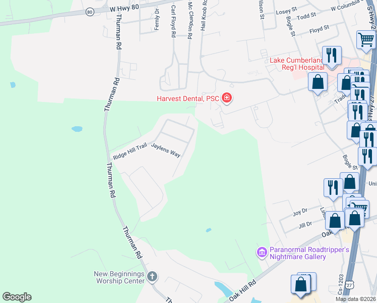 map of restaurants, bars, coffee shops, grocery stores, and more near 592 Ridge Hill Trail in Somerset