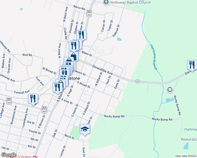 map of restaurants, bars, coffee shops, grocery stores, and more near 400-498 Tavern Street in Blackstone