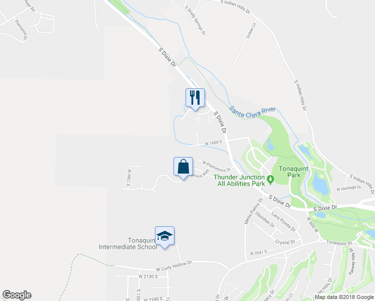 map of restaurants, bars, coffee shops, grocery stores, and more near 1664 South Dixie Drive in St. George