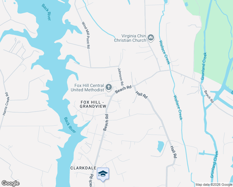 map of restaurants, bars, coffee shops, grocery stores, and more near 422 Beach Road in Hampton
