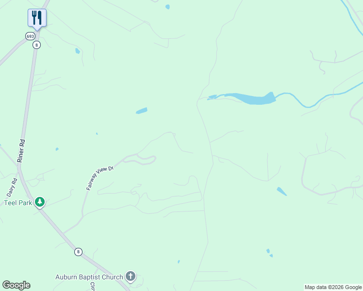 map of restaurants, bars, coffee shops, grocery stores, and more near 3815 Fairway View Drive in Riner