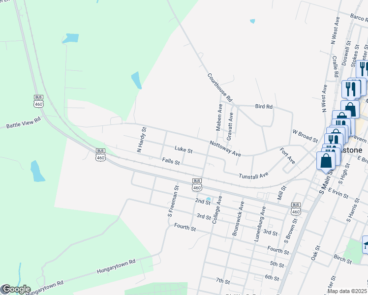 map of restaurants, bars, coffee shops, grocery stores, and more near 810 Luke Street in Blackstone