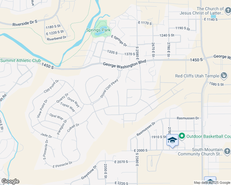 map of restaurants, bars, coffee shops, grocery stores, and more near 1622 South Agate Circle in St. George
