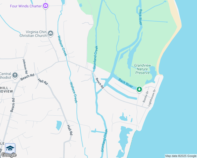map of restaurants, bars, coffee shops, grocery stores, and more near 1011 Beach Road in Hampton