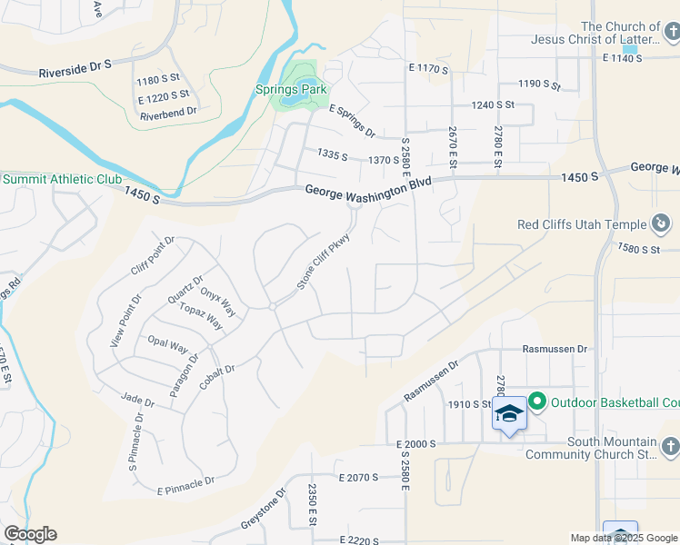 map of restaurants, bars, coffee shops, grocery stores, and more near 1622 South Agate Circle in St. George