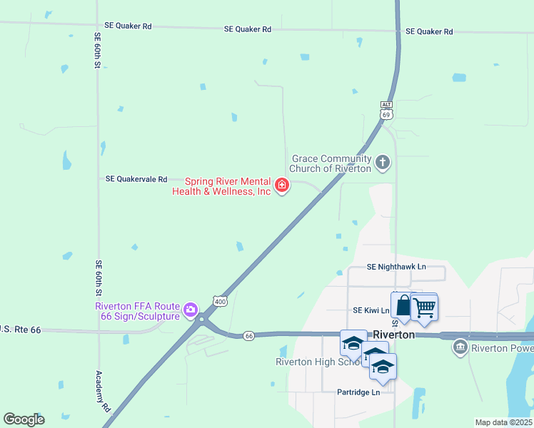 map of restaurants, bars, coffee shops, grocery stores, and more near in Riverton