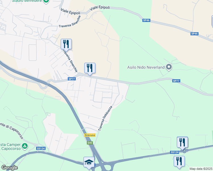 map of restaurants, bars, coffee shops, grocery stores, and more near 15 Strada Tremmilia in Siracusa