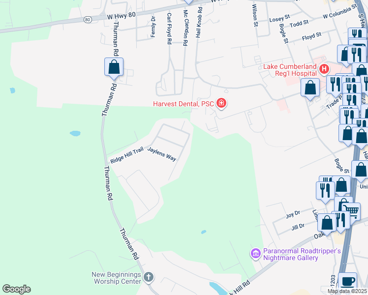 map of restaurants, bars, coffee shops, grocery stores, and more near 199 Bradens Way in Somerset