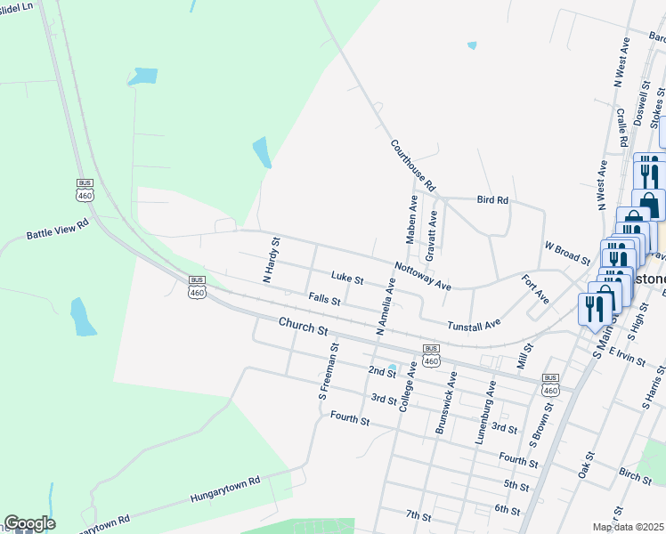 map of restaurants, bars, coffee shops, grocery stores, and more near 810 Luke Street in Blackstone