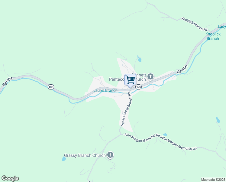 map of restaurants, bars, coffee shops, grocery stores, and more near Ky-406 in Stinnett