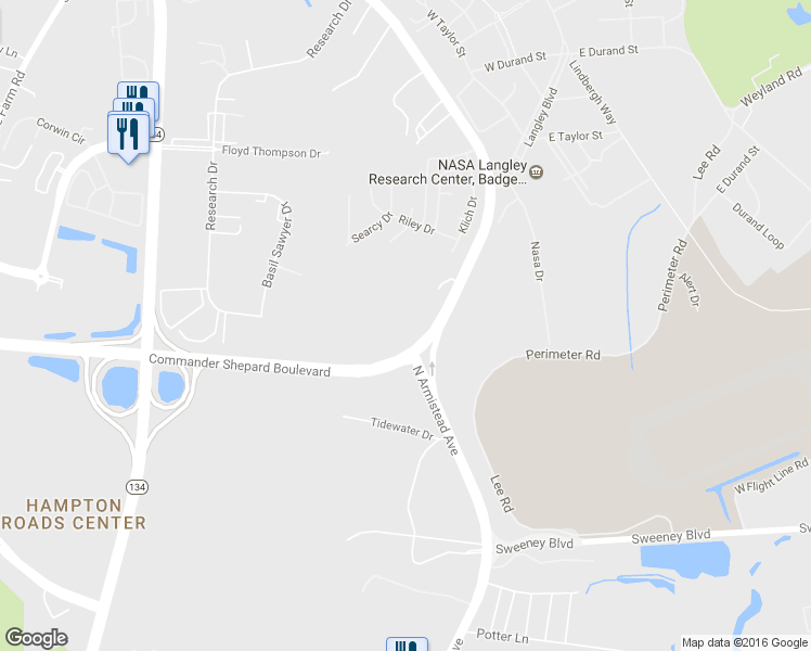 map of restaurants, bars, coffee shops, grocery stores, and more near 3101 Commander Shepard Boulevard in Hampton