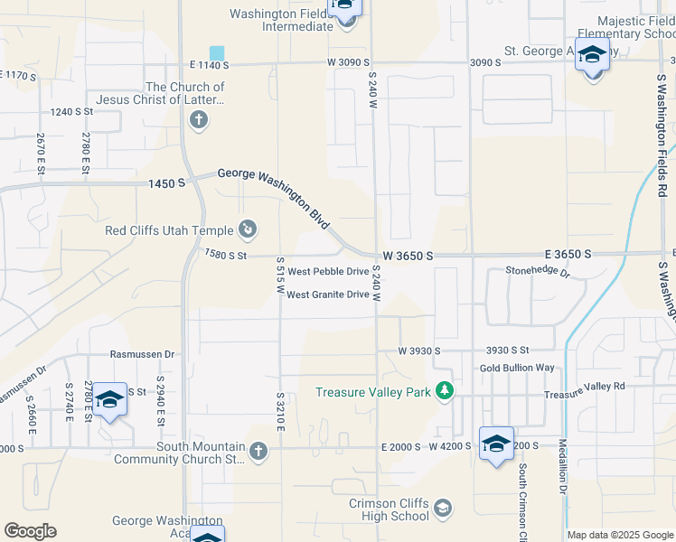 map of restaurants, bars, coffee shops, grocery stores, and more near West Pebble Drive in Washington