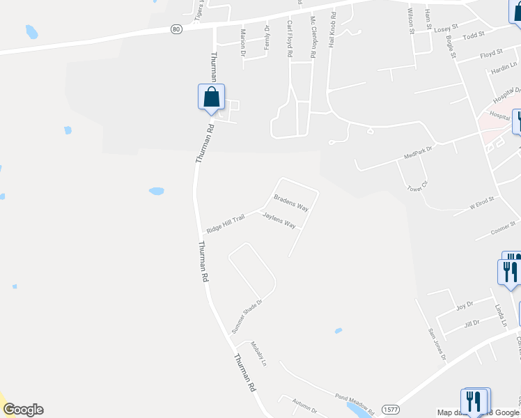 map of restaurants, bars, coffee shops, grocery stores, and more near Ridge Hill Trail in Somerset