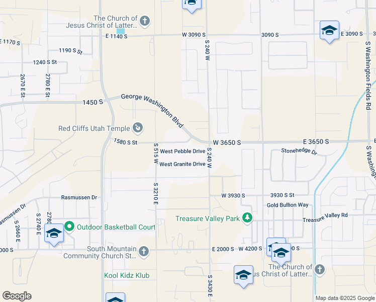 map of restaurants, bars, coffee shops, grocery stores, and more near West Pebble Drive in Washington