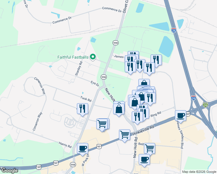 map of restaurants, bars, coffee shops, grocery stores, and more near in McCracken County