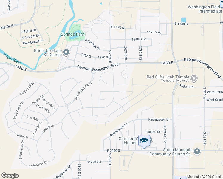 map of restaurants, bars, coffee shops, grocery stores, and more near 2567 East Marble Drive in St. George