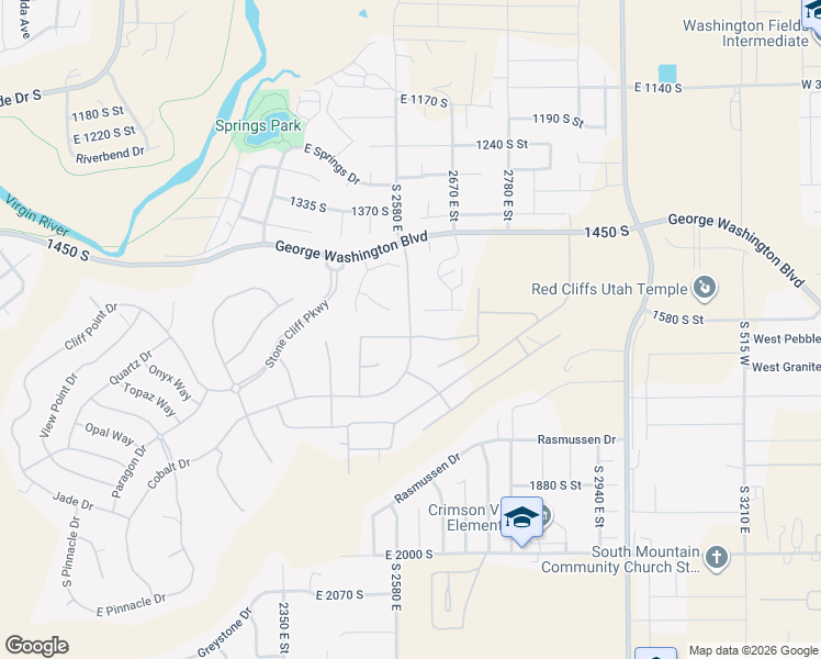map of restaurants, bars, coffee shops, grocery stores, and more near 1122 Cobalt Drive in St. George