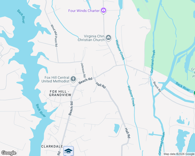 map of restaurants, bars, coffee shops, grocery stores, and more near 701 Beach Road in Hampton