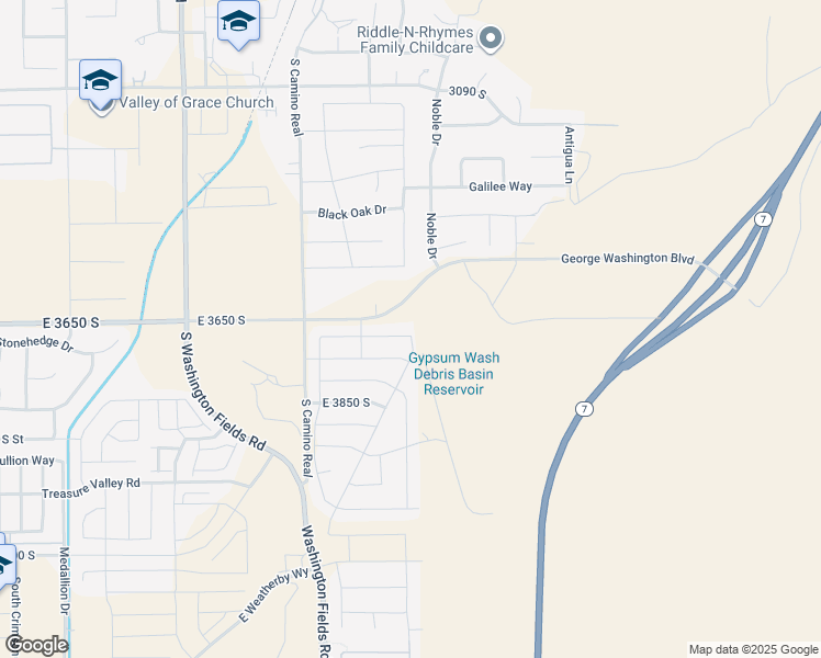 map of restaurants, bars, coffee shops, grocery stores, and more near 1113 East 3685 South in Washington