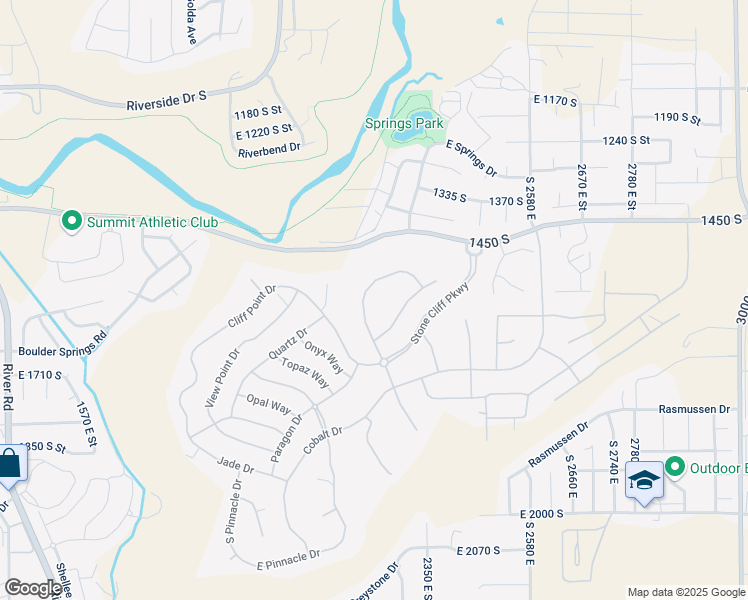 map of restaurants, bars, coffee shops, grocery stores, and more near 1557 Stone Cliff Drive in St. George