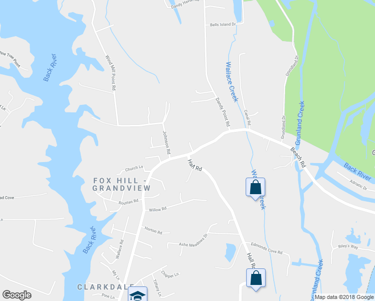 map of restaurants, bars, coffee shops, grocery stores, and more near 701 Beach Road in Hampton