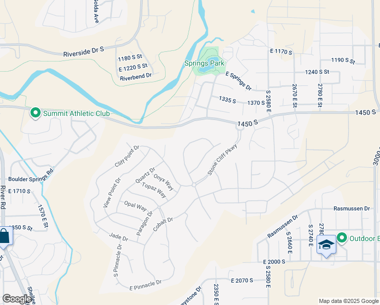map of restaurants, bars, coffee shops, grocery stores, and more near 1557 Stone Cliff Drive in St. George