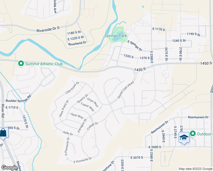 map of restaurants, bars, coffee shops, grocery stores, and more near 1557 Stone Cliff Drive in St. George