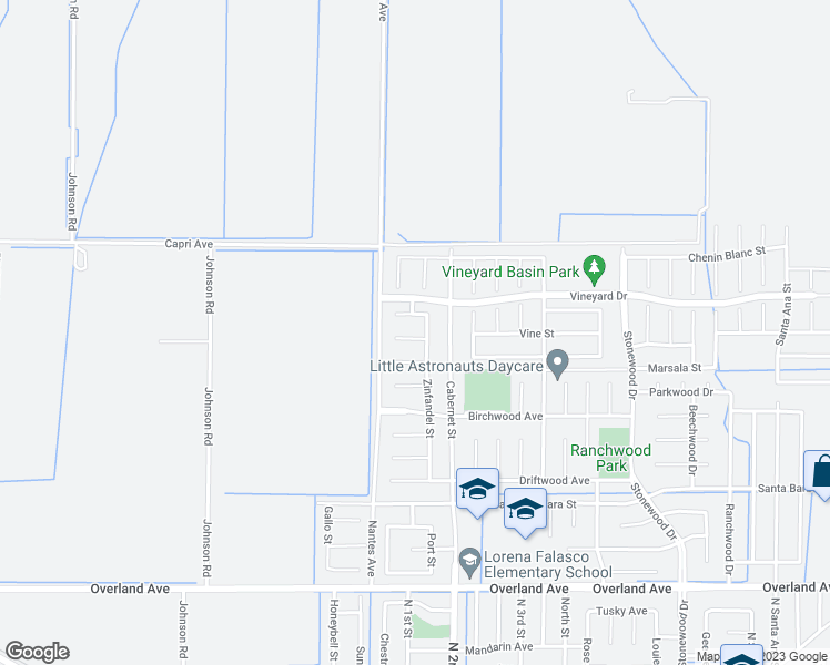 map of restaurants, bars, coffee shops, grocery stores, and more near 168 Grenache Court in Los Banos