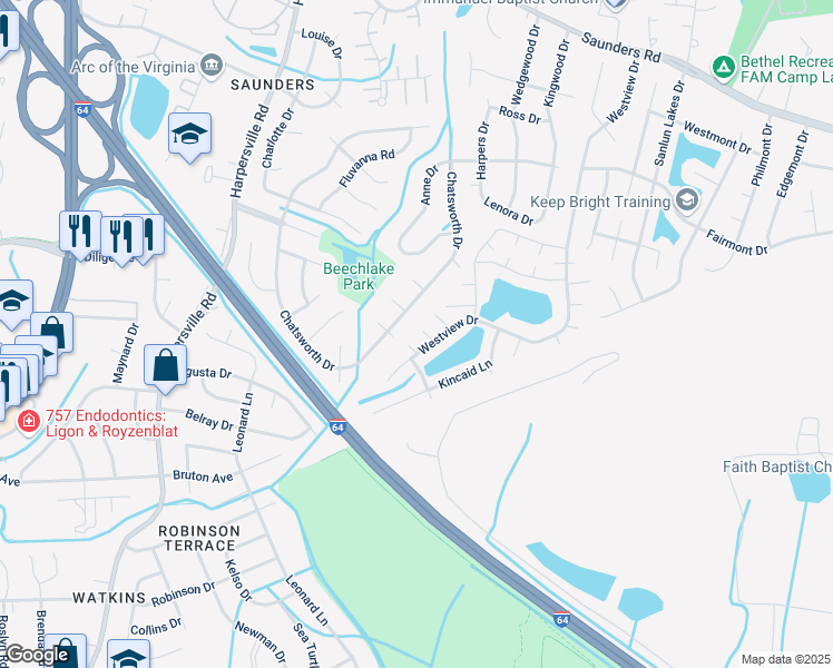 map of restaurants, bars, coffee shops, grocery stores, and more near 6 Nurmi Lane in Hampton