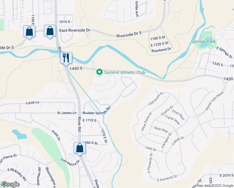map of restaurants, bars, coffee shops, grocery stores, and more near 1816 Boulder Cove Circle in St. George