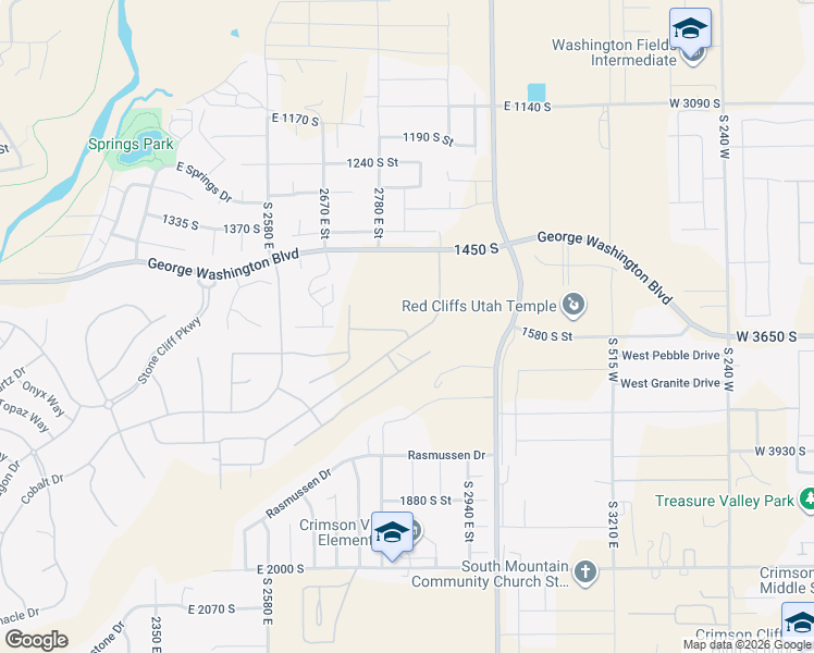map of restaurants, bars, coffee shops, grocery stores, and more near 2789 East Siltstone Drive in St. George