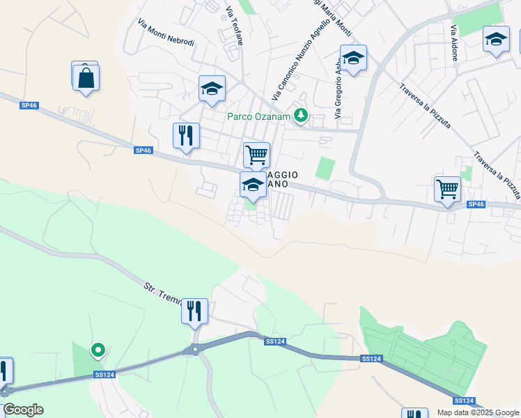 map of restaurants, bars, coffee shops, grocery stores, and more near 11 Via Monte Rosa in Provincia di Siracusa