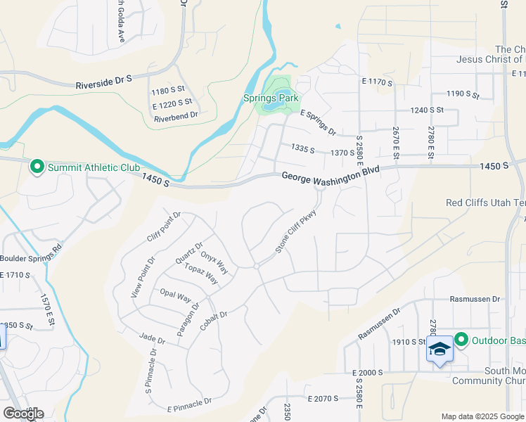 map of restaurants, bars, coffee shops, grocery stores, and more near 2282 Stone Cliff Drive in St. George