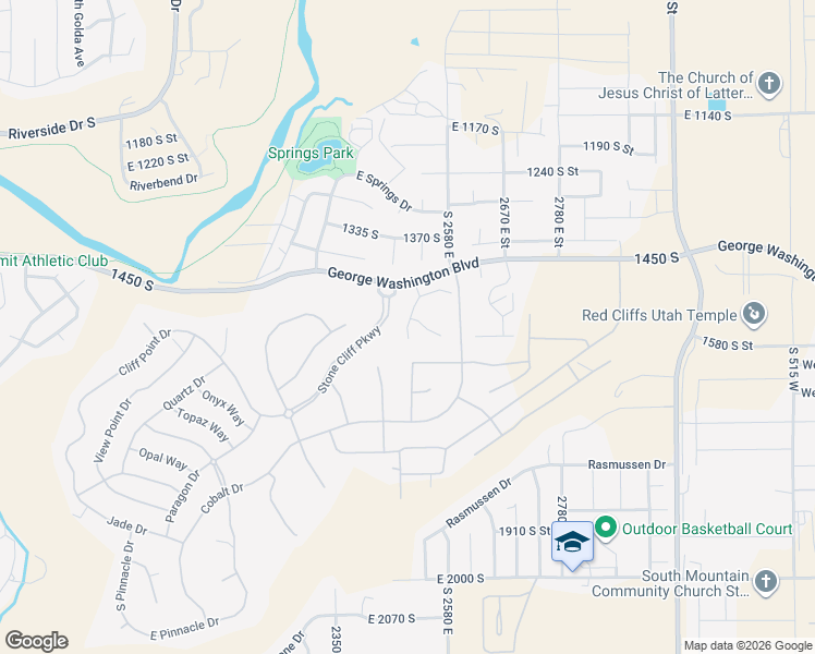map of restaurants, bars, coffee shops, grocery stores, and more near 1535 2520 East Circle in St. George