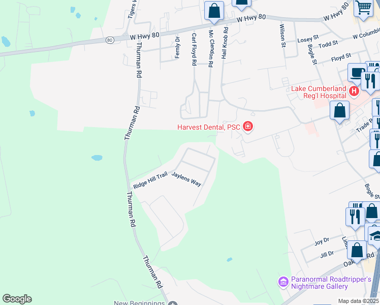 map of restaurants, bars, coffee shops, grocery stores, and more near 1-199 Bradens Way in Somerset