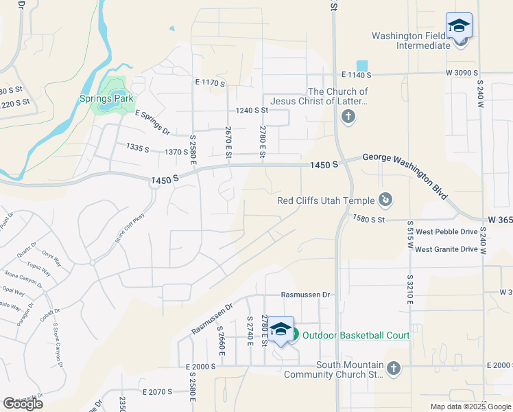 map of restaurants, bars, coffee shops, grocery stores, and more near Jasper Drive in St. George